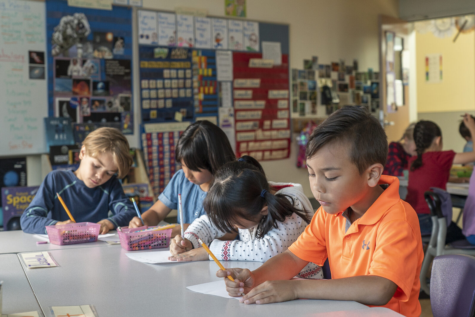 Students working at their desks in an Oroville-area elementary classroom